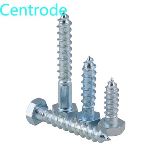 Hexagon Head Self Tapping Screw DIN571 Zincing External Hex Head Cap Tapping Wood Screws Full Thread M6M8M10 10pcs