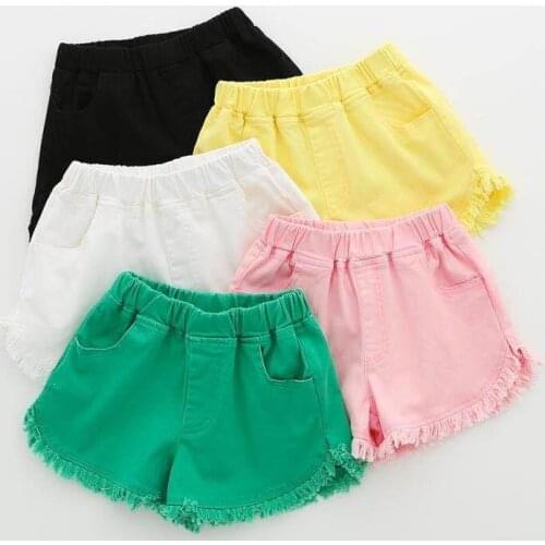 Toddler shorts Girls denim shorts in the summer big children thin section wild little girl fashion wear childrens hole hot pant