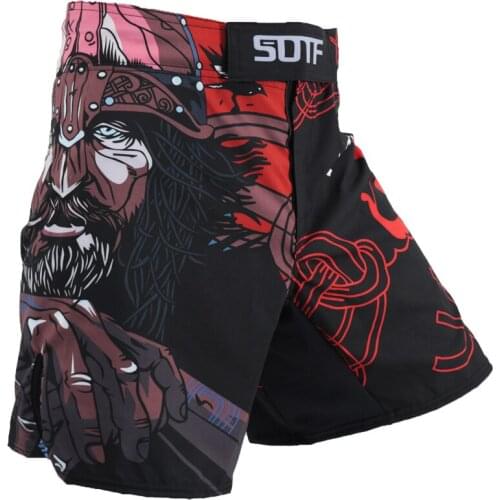 SOTF MMA Black Samurai Fighting Breathable Fitness Print mma Shorts Tiger Muay Thai kickboxing Fight Shorts Boxing Clothing mma