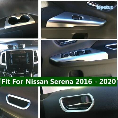 Inner Door Handle Bowl / Window Glass Lift Control / Water Cup Holder Cover Trim For Nissan Serena 2016 - 2020 Matte Accessories