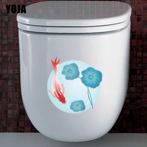 YOJA 24.2*24.7CM Creative Fish Toilet Decal Living Room Home Wall Decor Sticker Pattern Animal T3-0895