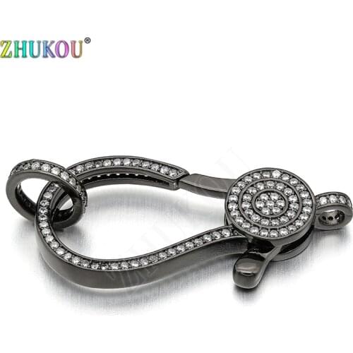 21*45mm Brass Cubic Zirconia Lobster Clasps Hooks for DIY Jewelry Findings Accessories, Mixed Color, Hole: 3mm, Model: VK61