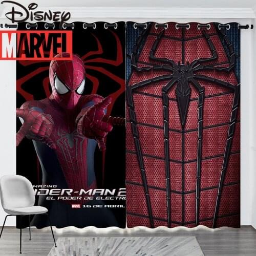 Disney Cartoon Spiderman Captain America Iron Man Boy Bedroom Childrens Room Boy Curtain Shading