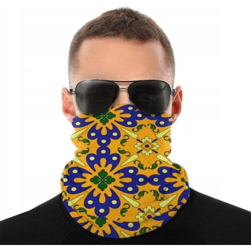 Yellow Spanish Tile Scarves Neck Face Mask Men Women Halloween Neck Gaiter Balaclava Bandanas Windproof Headwear Outdoor Hiking
