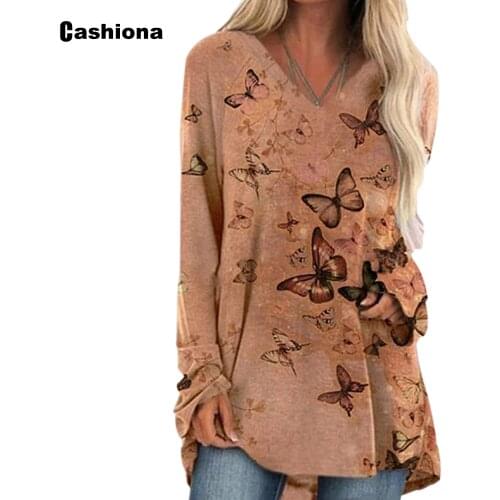 Plus size 5xl Women Elegant Leisure Casual Long T-shirt Model Butterflies Print Loose Womens Top 2021 Summer Tees shirt Femme