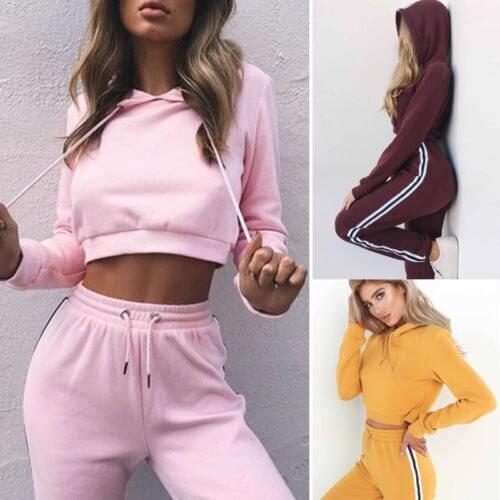 Women Long Sleeve Hoodie Sweatshirt Jumper Top Tracksuit 2Pcs Set Hoodie New Hot Fashion Casual
