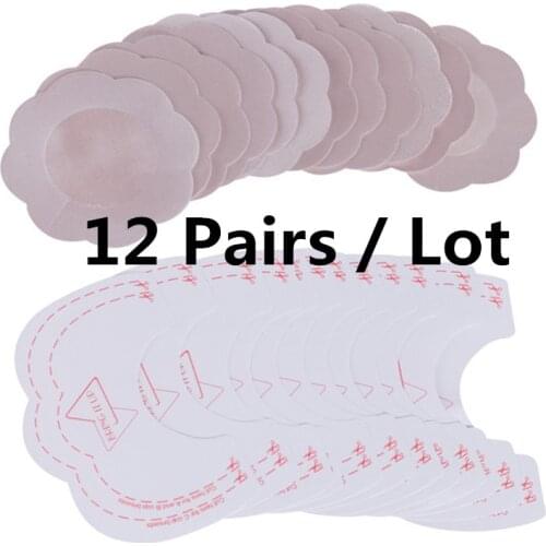 12 Pairs / Lot Womens Invisible Breast Lift Tape Overlays on Bra Nipple Stickers Chest Adhesivo Bra Nipple Covers Accessories