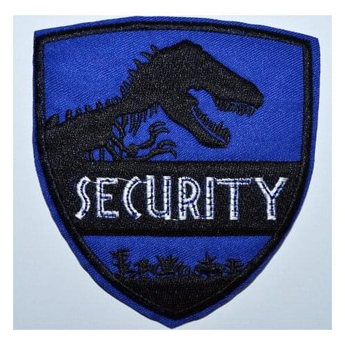 Dinosaur Park SECURITY Blue Logo Movie Iron On Patch Embroidered Patches T shirt Jacket (Size is about 10.3 * 11.3 cm)