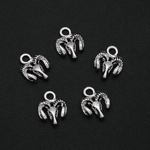 25PCS/Lots 11x14mm Antique Silver Plated Goat Head Charms 3D Mini Animals Pendants Creative Jewelry Making Parts Hand Made