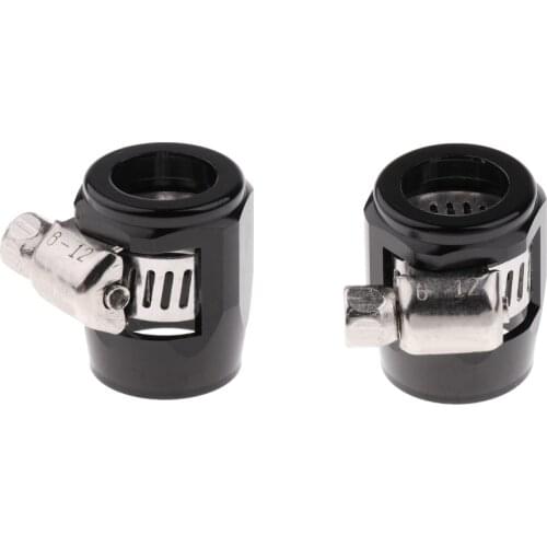 2X AN6 Car Fuel Oil Water Hose Pipe End Finisher Clamp Clip Aluminium Black