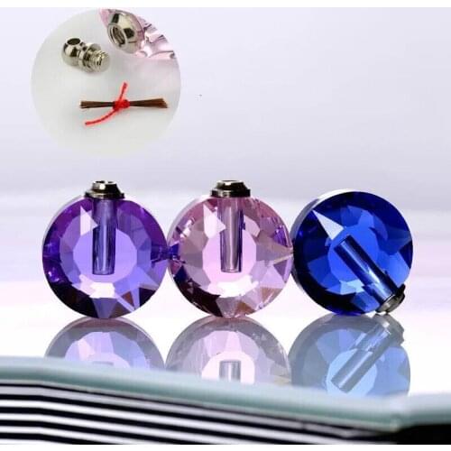 3pcs 6 Color Round shape Crystal Vial Pendants perfume Essential Oil Vial Pendant Fragrance Vial Pendants necklace Screw Cap jar