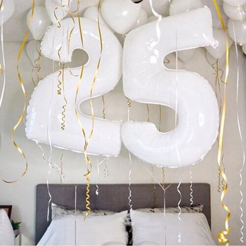 32inch White Number Balloons 0-9 Digital Foil Balloons For Pure Romantic White Theme Birthday Party Wedding Decoration Suppiles