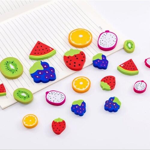 4pcs/lot Cute Creative fruit shape eraser Mini Eraser funny student Fashion gift kidss Toy Stationery