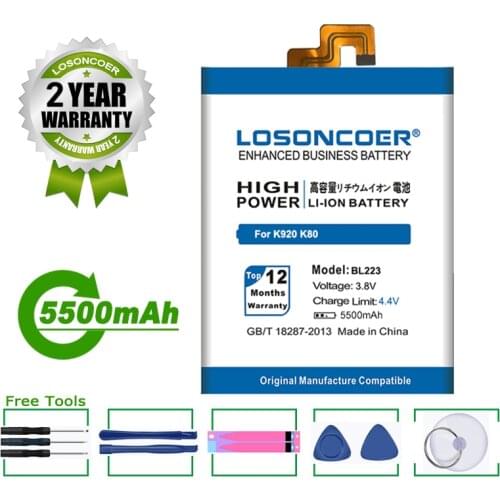 LOSONCOER Battery 5500mAh BL223 For Lenovo Vibe Z2 Pro K920 K80 K80M K7