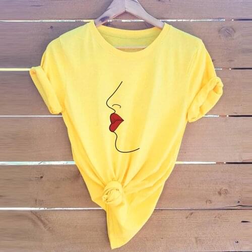 Large Size S-5XL New Fashion Abstract Portrait T-shirt Ladies 100% Cotton O-neck Short Sleeve Summer T-shirt Tops Casual T-shirt