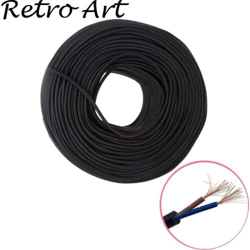 Black Vintage DIY Textile Lighting Cable Cord Electric Wire Lamp Wire