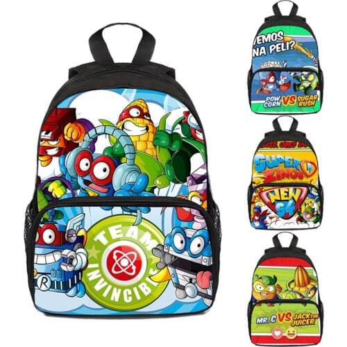 Rucksack Children Sac A Dos 12/16 Inch Superzings Backpack Kindergarten Boys Anime Cute Super Zings Bag 3D Printed Bookbag Kids