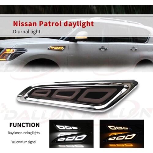 2PCS LED DRL Daytime Running Light Mask Grille lamp with turning signal For Nissan Patrol Y62 Armada 2016 2017 2018