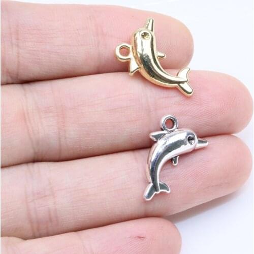 Eruifa 20pcs 18mm Dolphin Gold/Silver Plated Bee Zinc Alloy Charms Pendant Jewelry DIY Necklace Bracelet Earrings 2 Colors