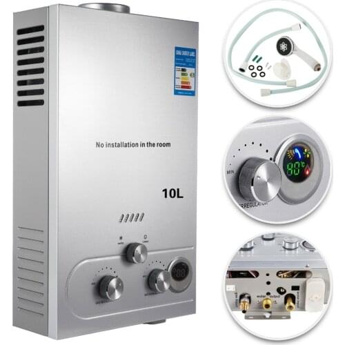 EU Shipping Propane Gas Hot Water 10L Heater LPG Tankless Instant Boiler Stainless Steel