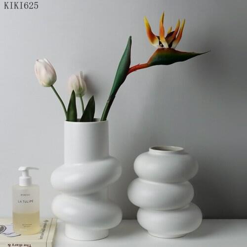 European White Ceramic Flower Vase Flower Arrangement Container Wedding Decoration Abstract Special-shaped Vase Home Decoration