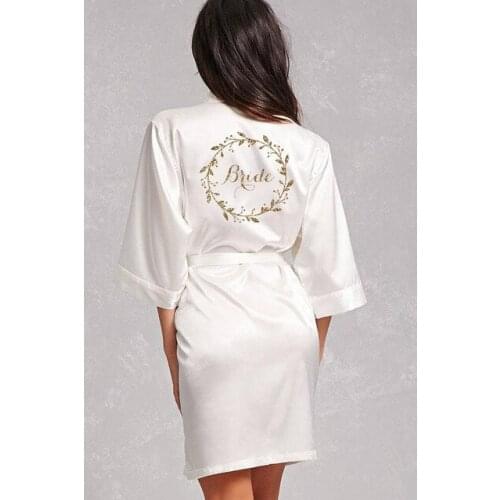 Personalised vine bride wedding Bridesmaid bridal Lingerie satin pajamas robes Bachelorette kimonos gowns gifts party favors