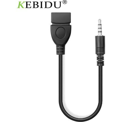 Kebidu 3.5mm Male Audio AUX Jack to USB 2.0 Type A Female OTG Converter Adapter Cable for Car MP3