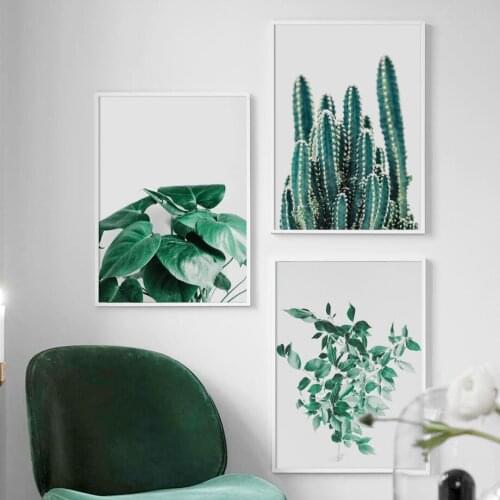 Cactus Palm Leaf Green Plant Wall Art Canvas Painting Nordic Posters And Prints Pictures For Living Room Home Decor