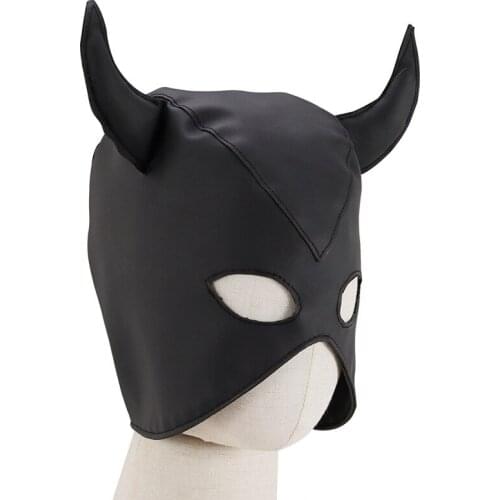 Cow Hood Mask BDSM Bondage PU Leather Slave Sex Mask Bull Head Role Play Adult Games Sex Products Couple Flirting Toy