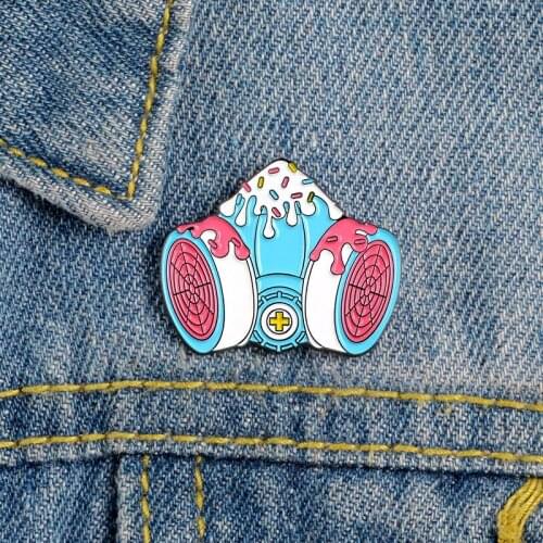 Creative Melty Gas mask Enamel Pin Meme ACG Anime Cosplay Ice Cream Yummy Mask Cake Sweet Tooth Jewelry Badge Brooches Lapel Pin