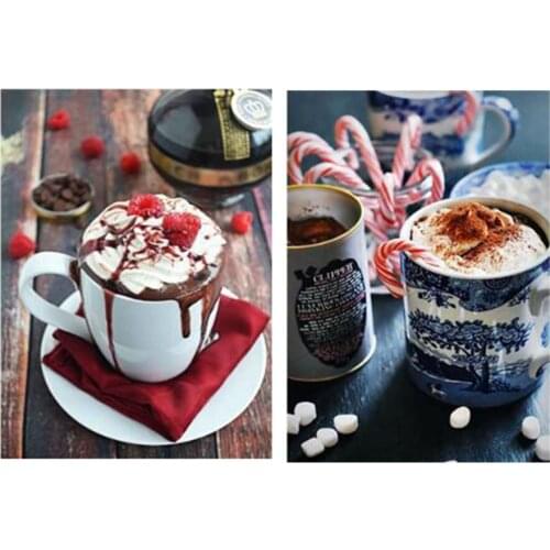 Landscape Diamond Mosaic Cross Stitch Coffee Cup Handicraft Diamond Embroidery Full Square Drill Elegant Painting Decor