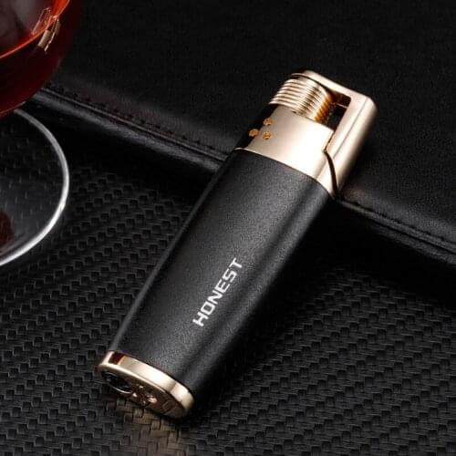 Honest Metal Torch Lighter Windproof Jet Flame Cigarette Cigar Pocket Lighter Inflatable Butane Lighters Smoking Accessories
