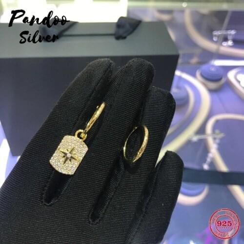 Fashion Charm Sterling Silver Copy 1:1 Replica, Asymmetric Moon Paved Star Earring And Its Hoop Luxury Jewelry Gift