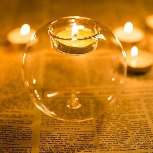 Fashion Europe Style Round Hollow Holder Wedding Fine Transparent Crystal Glass Candlestick Decor Hanging Candle Holder