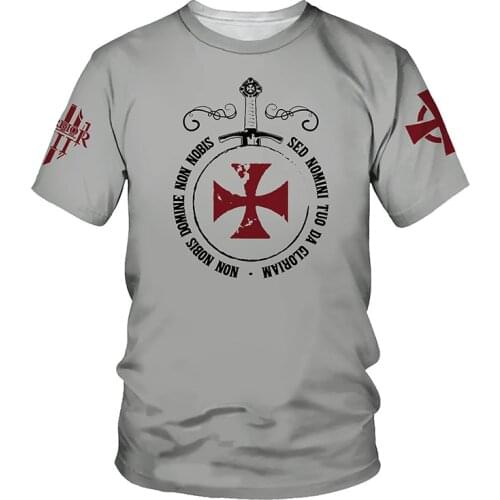 Templar Knight 3D Print Men T-shirt 2021 Summer O Neck Short Sleeve Tees Tops Hero Style Male Clothes Fashion Casual T-shirts