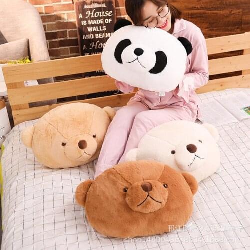 Stuffed Cute Animal Head Plush Toy Panda Pillow Plush Doll Teddy Bear Doll Sleeping Plush Pillow Girl Holiday Gift
