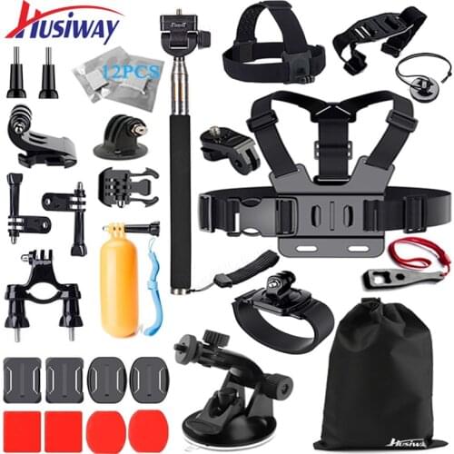 Husiway Accessories set for Gopro Hero 6 Black, Hero 5 4 Session, Kit for Xiaomi yi 4K, Campark, Akaso, Eken, Gitup Camera 25A