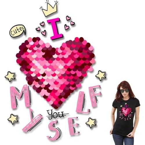 Rose red love Patches for Kids Clothing Jacket Stickers on Clothes Ironing stickers Cheap Stickers on fabric