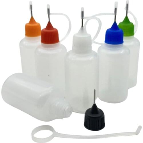 50pcs 30ml Plastic Bottle With Metal Needle Cap PE Soft Liquid Container Empty Dropper Vial
