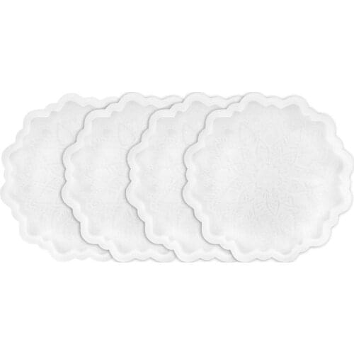 Flower Coaster Molds for Resin Casting,4PCS Silicone Epoxy Coaster Mold for Making Faux Agate Coasters DIY Craft