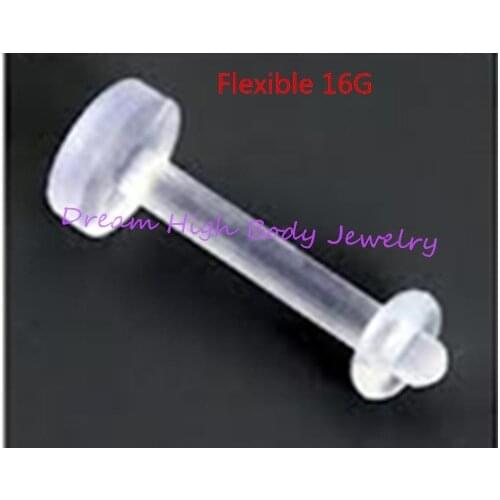 Clear Labret Retainer Flexible 16G Lip Stud LIP RING 8mm 10mm length With O ring Soft Clear Acrylic Flexible Bio Body