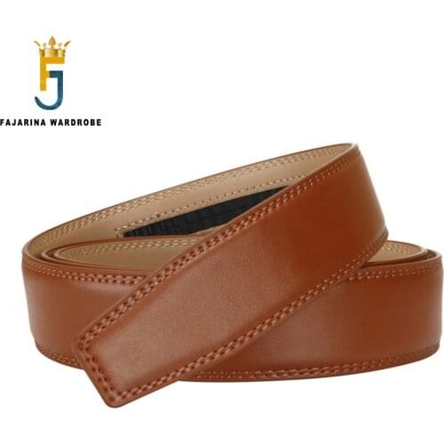 FAJARINA Quality Genuine Leather the 2nd Layer Men Automatic Ratchet Styles 3.5cm Brown Colour Belts without Buckle N17FJ1069