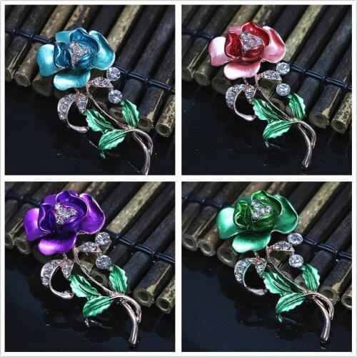 Romantic rose gold-color charms flower brooches lovely dress special gift enamel pins jewelry X