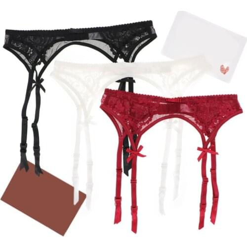 Sexy Women Lace Black/White/Red Brand Garter Temptation Ultra-Thin Female Silk Stockings Suspender Belt Wedding Garters Belts