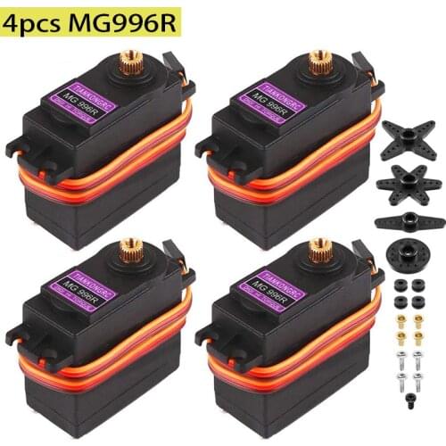 4pcs MG996R Servo Metal Gear 13KG 15KG Torque Servos Digital MG995 for RC Truck RC Helicopter Boat DC Motor Auto Replacement