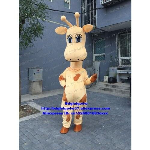 Light Yellow Giraffe Giraffa Mascot Costume Adult Cartoon Character Outfit Suit Photo Session Welcome Reception zx583