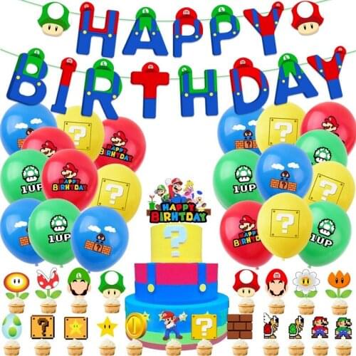 Super Mario Theme Kid Birthday Party Supplies Kid Disposable Tableware Party Balloon Set Birthday Party Decorations Supplies