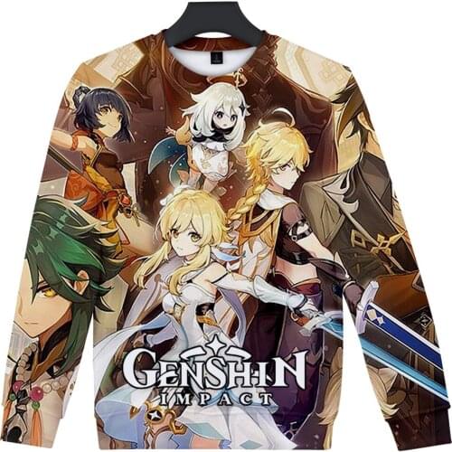 Hot Game Genshin Impact Sweatshirts Print 3D Capless Oversize Hoodie O-Neck Women Men Warm Streetwear Fashion Cool Trendy Tops