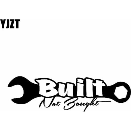 YJZT 18CM*5.3CM Built Not Bought Funny Car Sticker Turbo Wrench Drift Vinyl Decals Black Silver C10-00874