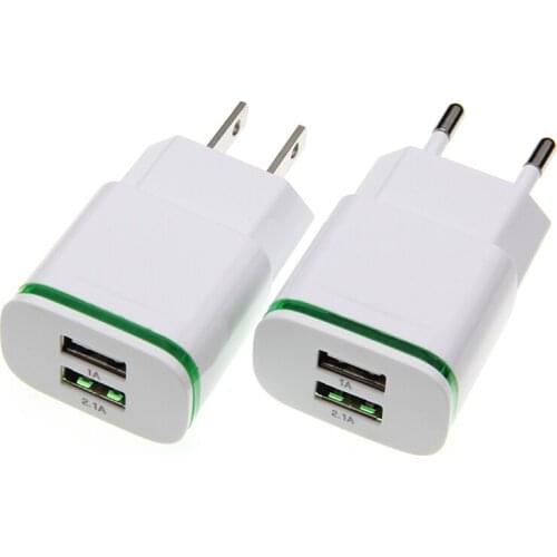 Dual Ports USB Charger US/EU 5V 2.1A 1A Travel Wall Adapter Mobile Phone Micro Data Charging For iPhone Xiaomi Huawei Samsung LG
